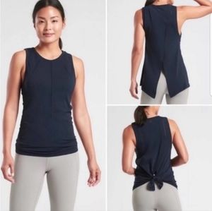 Athleta Black Foothill High Neck Split Back Tank Sz M